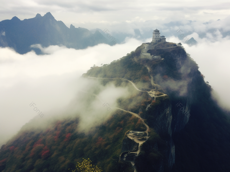 蜿蜒山路户外自然云海山峰风景图,高清,摄影图,摄影图片,图片大全,摄影图免费下载